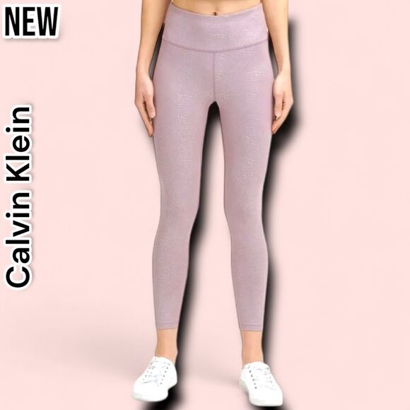 New Calvin Klein Womens Performance Metallic-Print High-Waist 7/8 Length Legging - Picture 1 of 7